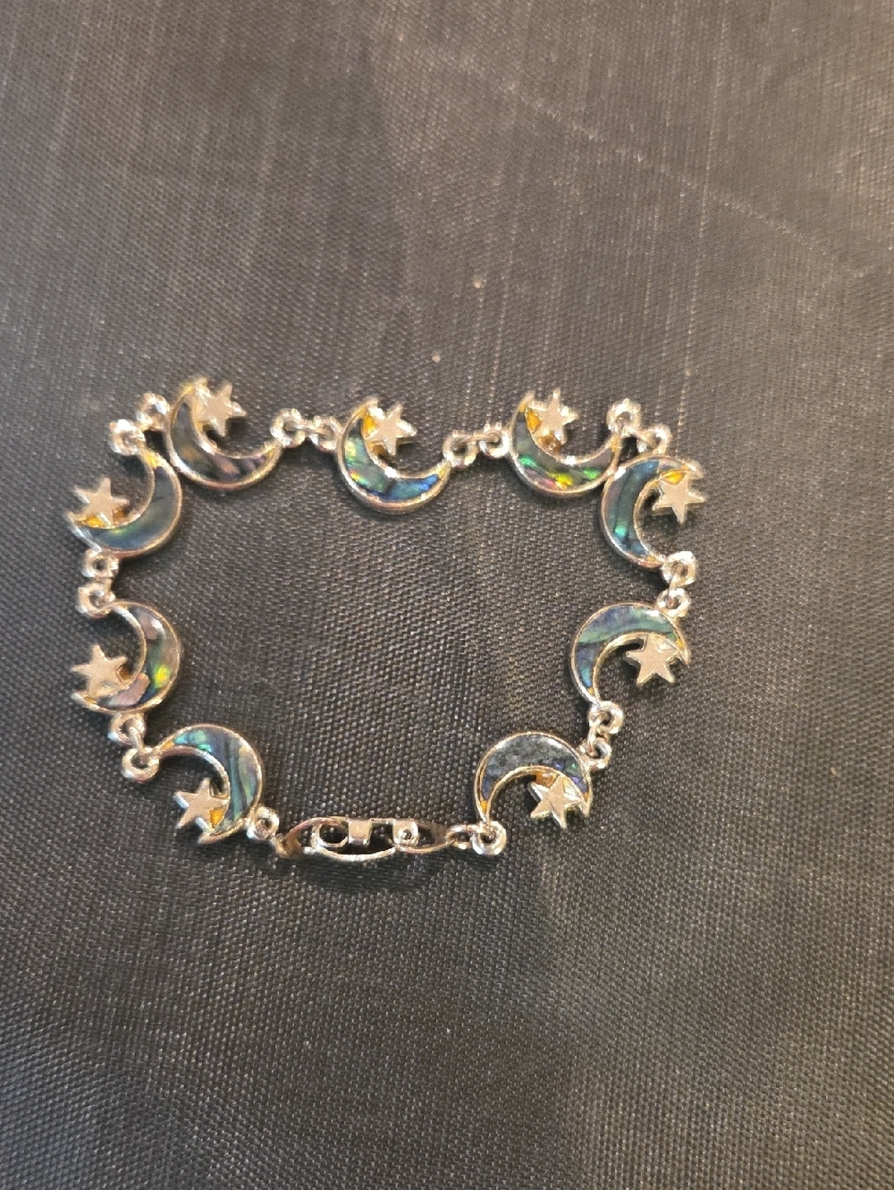 Celestial Moon & Star Bracelet in Iridescent Blue